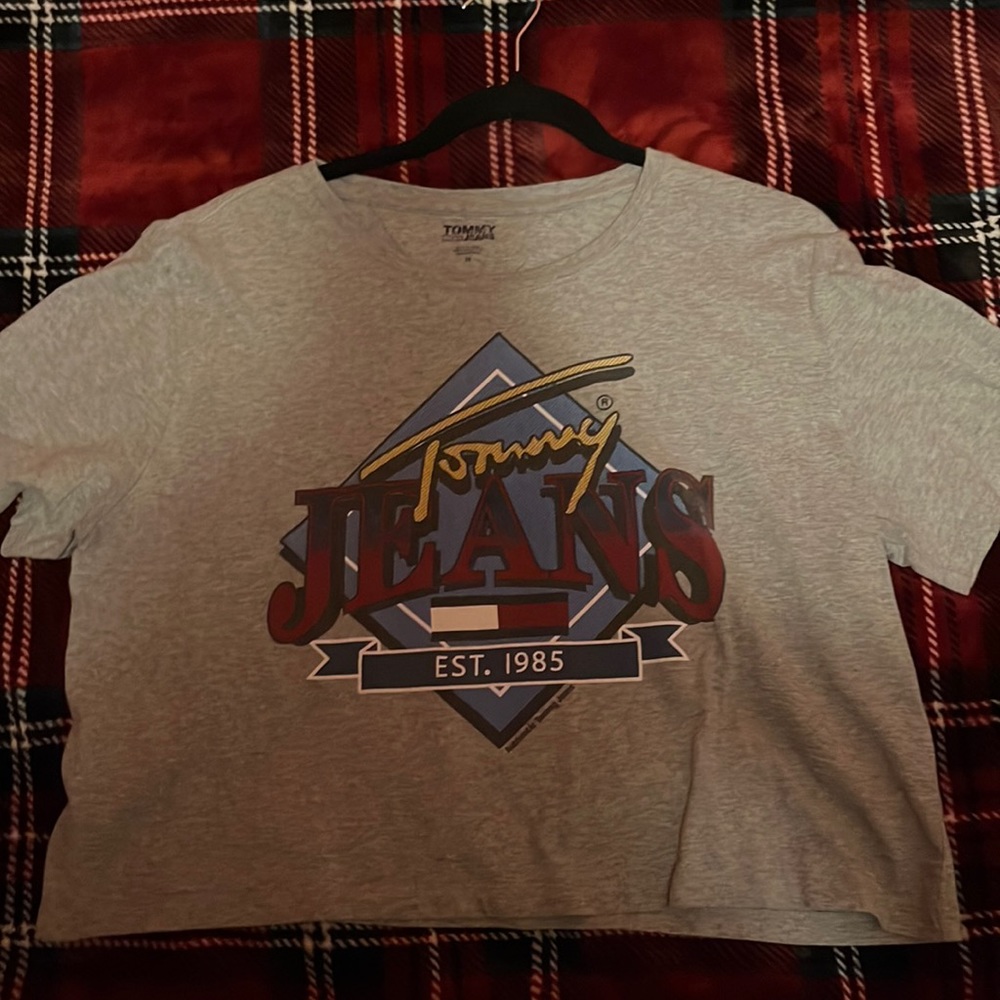 Medium, gray Tommy Hilfiger cropped shirt